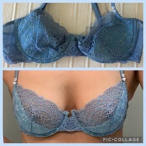 VS Blue Lace Pushup Bra
